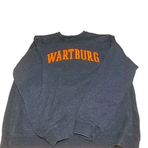 Charcoal Crewneck Sweatshirt with Orange Logo